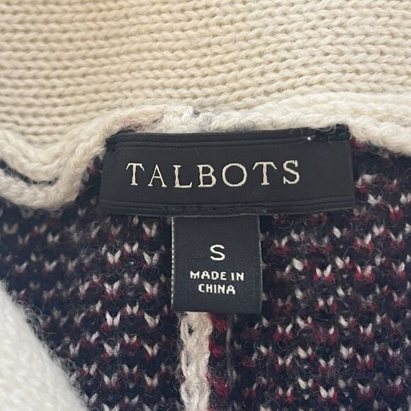Talbots Cowlneck Cape Poncho Size Small Lambswool‎ Plaid Knitted Black Cream - Picture 5 of 10